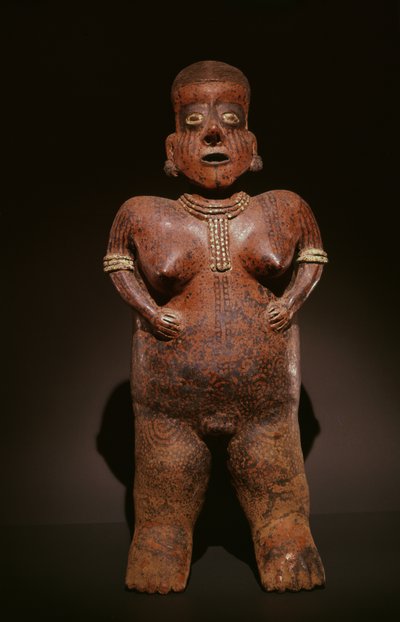 Figurine representing an elaborately painted woman by Nayarit